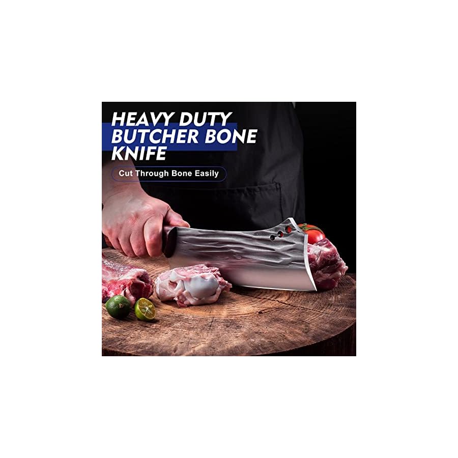 Topfeel-2-pcs-Meat-Cleaver-Heavy-Duty-Bone-Chopper-Knife-Set-Hand-Forged-German-High-Carbon-Stainless-Steel-Butcher-Knife-for-Home-Kitchen-Outdoor Topfeel 2PCS Meat Cleaver & Heavy Duty Bone Chopper Knife Set, Hand Forged German High Carbon Stainless Steel Butcher Knife for Home Kitchen & Outdoor
