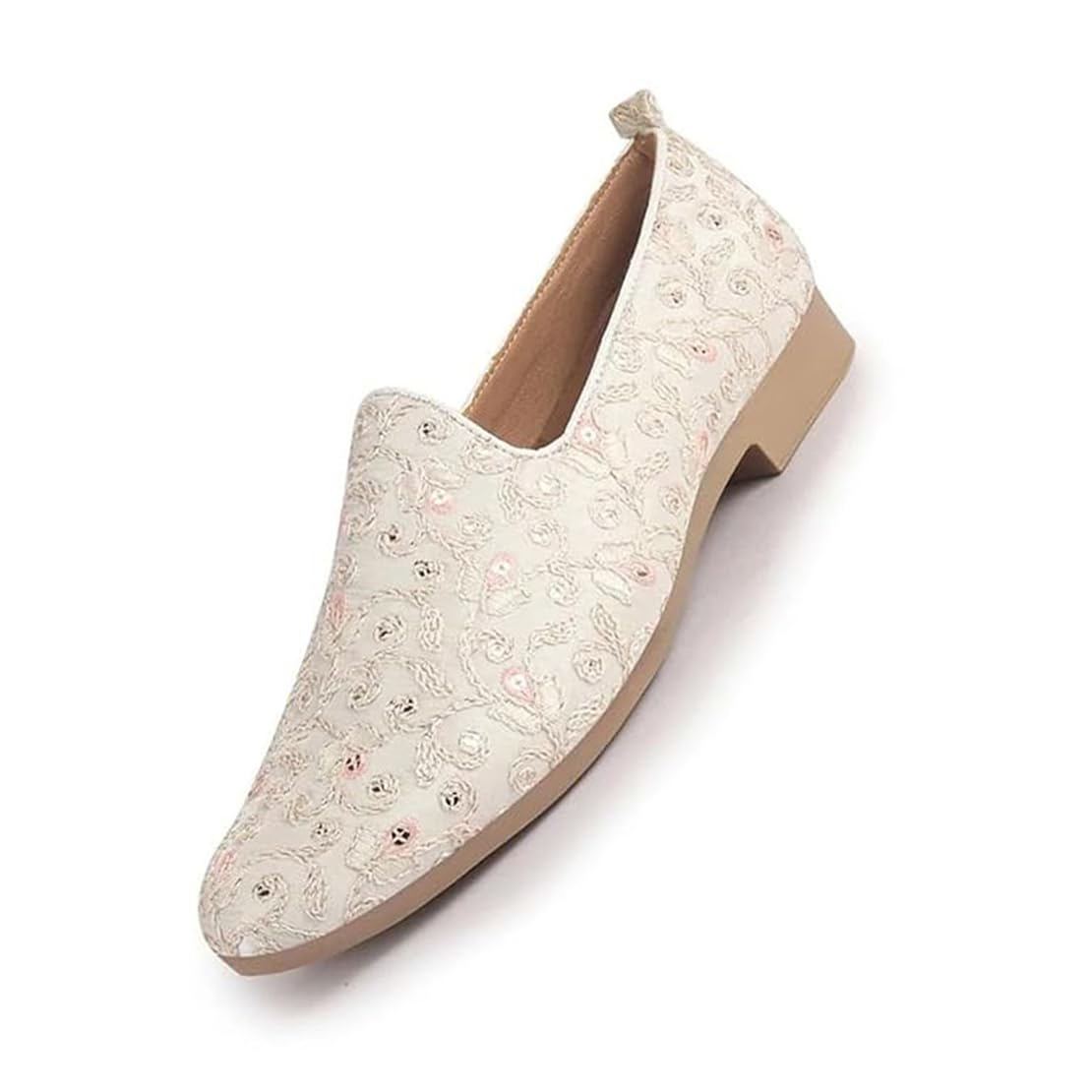 fausto Men Leaf Design Embroidery Fabric Upper Party Slip On Loafers | Ethnic Juttis and Mojaris for Kurta-Jacket Sets | Indo-Western Outfit Slip-Ons with Memory Cushioned Insole-picture-22