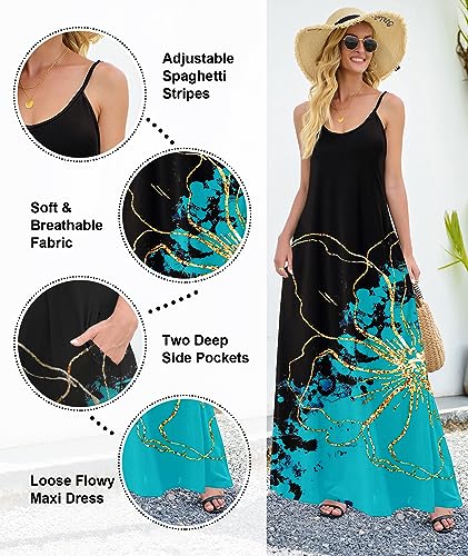 Image of Wolddress Womens Maxi Dress with Pockets 2026 Casual Strap Plus Size Loose Plain Long Office Summer Beach Travel Dresses S-5X