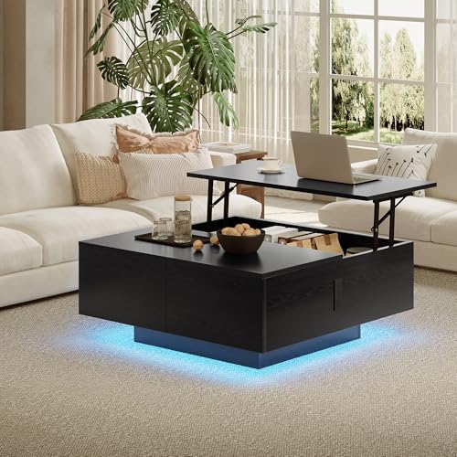 Square Lift Top Coffee Table, 31.5" Wooden Coffee Table with