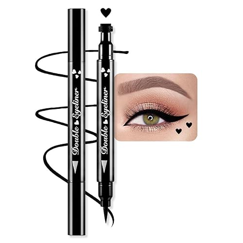 Miniatura 7 de 2 bolígrafos delineadores de ojos con sello líquido de doble cara con forma de ala izquierda y derecha para maquillaje extremadamente negro