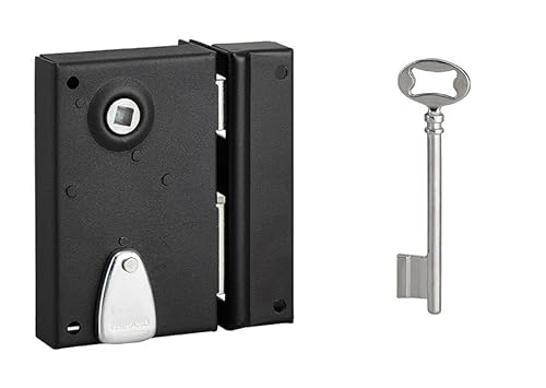 Serrure à pêne dormant vertical 1/2 Thirard noire section droite 7 mm L x H – 70 mm x 110 mm