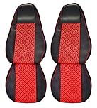 2 x seat covers for Scania R P G L series 2004/20 trucks MAN TGX Euro 6 trucks (Scania Black/Red)