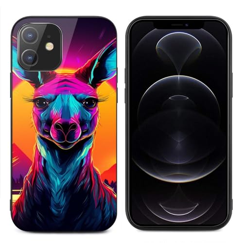 CRIVOTA for iPhone 12 Mini Case - All-New Colourful Kangaroo Design, Glass Back + TPU Inner Shell, Extreme Slimness, Military-Grade Protection, Precise Cutouts, Cell Phone Cases for Boys Girls