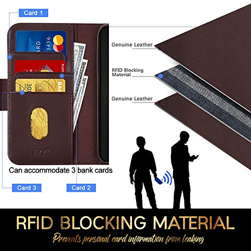 Capa FYY para iPhone 11 6,1 polegadas de couro de vaca de luxo genuíno [bloqueio de RFID] Capa carte