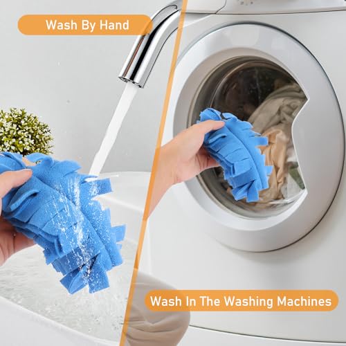 Image of 14 PCS 360 Fleece Duster Refills with 2 Handle for Swiffer, Reusable Duster Refills Heavy Duty Compatible with Swiffer Hand Duster (12 Pack-Mixed Color)