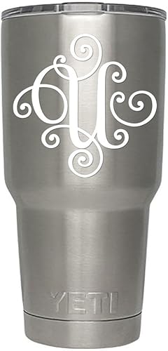 Miniatura 5 de Monograma, Calcomanía troquelada, vinilo adhesivo Haga clic para opciones de colorletra. Disponible en cuatro colores y todas las letras de la A