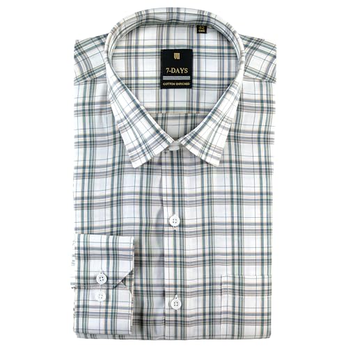 Image of 7-DAYS Men's Premium Checks Formal Shirt - Cotton Rich, Regular Fit, Full Sleeve, with Pocket, Wrinkle Resistant - Stylish Office & Everyday Wear.