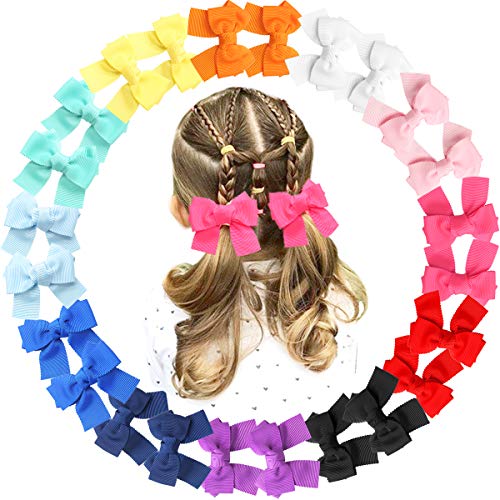 JOYOYO 24PCS 3.5" Pinwheel Hair Bows Grosgrain Ribbons Bows With Alligator Hair Clips Hair Accessories for Baby Girls Toddlers Kids In Pairs