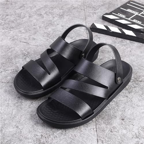 Summer Sandals Men, Men's Sports Summer Beach Slippers Sliding Outdoor Remote Sandal Sale Clearance (Black 6.5 UK)2