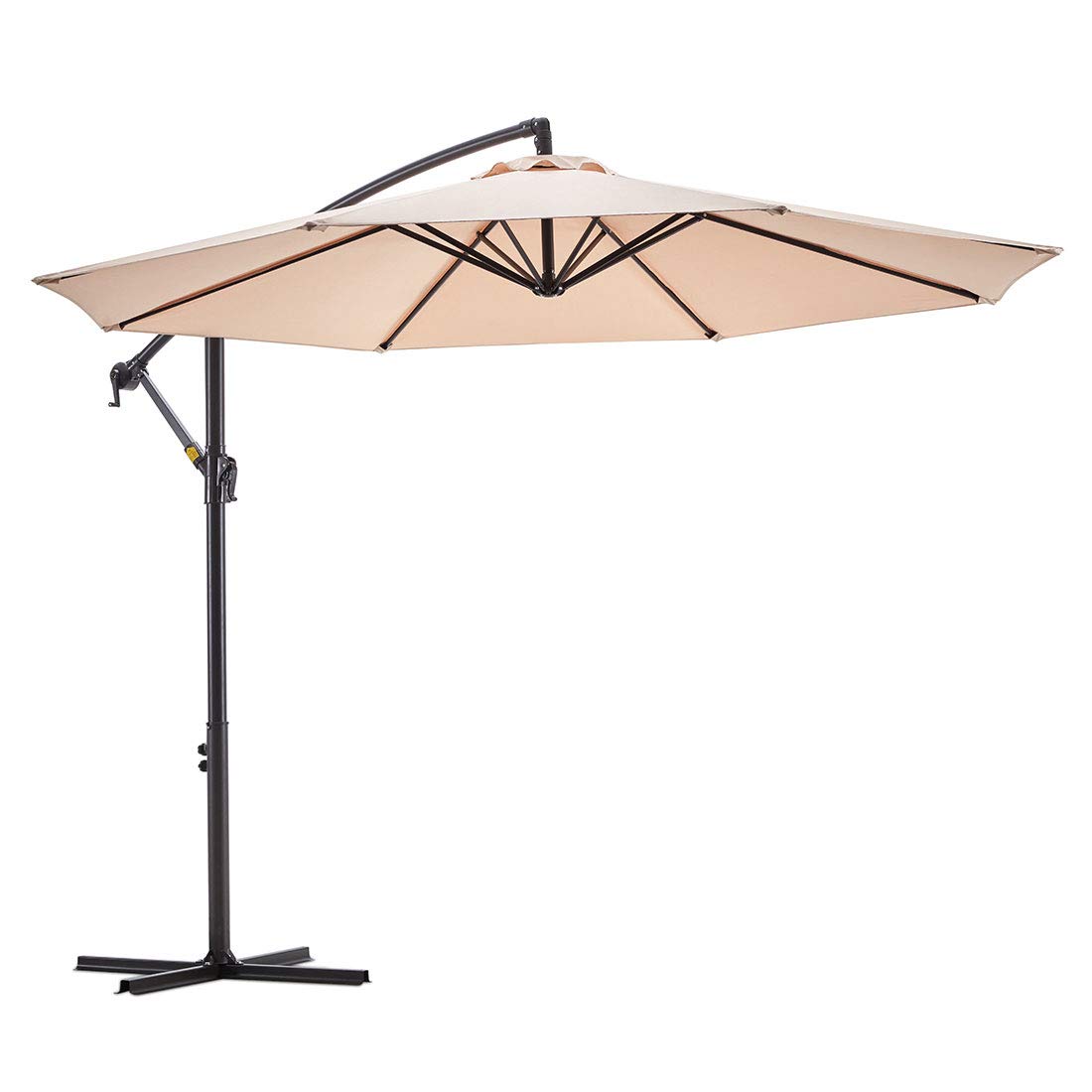Amazon Com Le Conte 10ft Patio Offset Umbrella Cantilever Umbrella Hanging Market Umbrella Outdoor Umbrellas With Crank Cross Base 10 Ft Beige Clothing