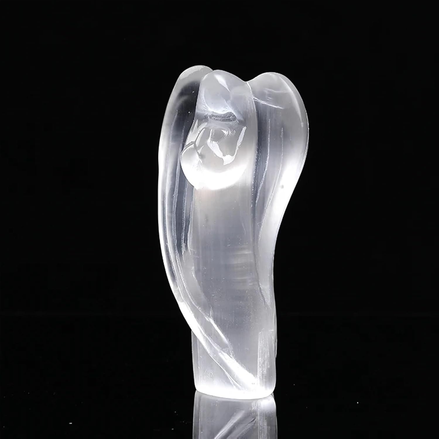 AtkitS Beautiful 1PC Natural Crystal Selenite Guardian Angel Figurine Hand Carved Gypsum Healing Stone Gem Reiki Home Decor Crystal Craft Gifts (Size : 140-160g)