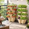 Stackable Vertical Planter Tower, 4 Tier Strawberry Planter,16 Plant Sites, Space Saving Garden Planter for Vegetables & Herbs, Indoor Outdoor, Made in USA (Desert Sand) #2