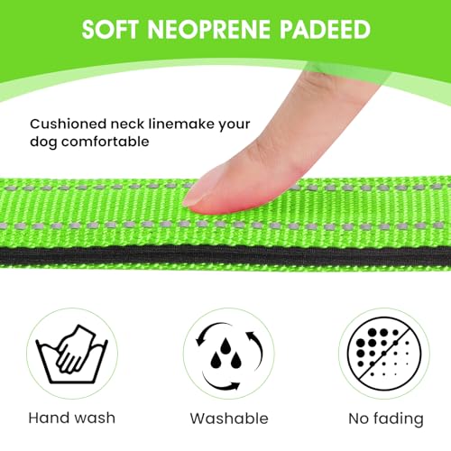 Image of Reflective Dog Collar, Adjustable Nylon for Large Dogs,Green