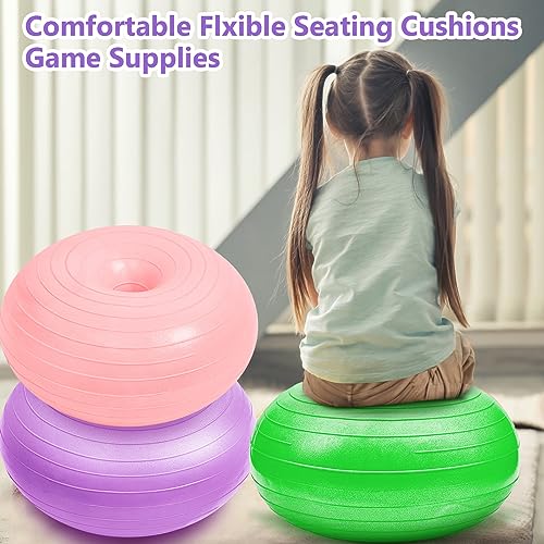 Image of Lewtemi 4 Pcs Flexible Seating for Classroom Elementary 20 Inch Yoga Ball Chair Inflatable Donut Ball Chair with Inflator for Kids Student Sensory Balance Office Exercise(Vivid Color)