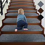 Bullnose Self-Adhesive Stair Treads Carpet Non-Slip and Perfect for Indoor Wooden Steps, Washable an
