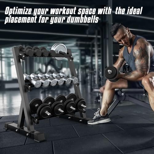 FK Sports AdjustableThree layer Dumbbell Rack 3 Tiers Black for Home Gym | Weight Rack Dumbbell | Free Weight Stand | Storage Rack Multi-layer Weights Holder 400Kg - Image 4