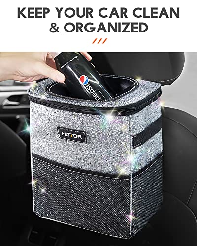 Image of HOTOR Car Trash Can, Leakproof Car Organizer, 2-Gallon, Sparkle White