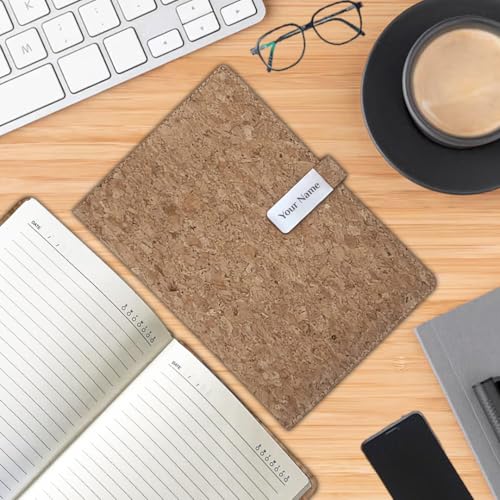 Image of Giftana Personalized Notebook Diary with Pen Gift Set for Men and Women, 2 in 1 Customized Office Diaries A5 Size Notebook, Diwali Gifts, Personalised New Year Corporate Gifts for Employees (Cork)