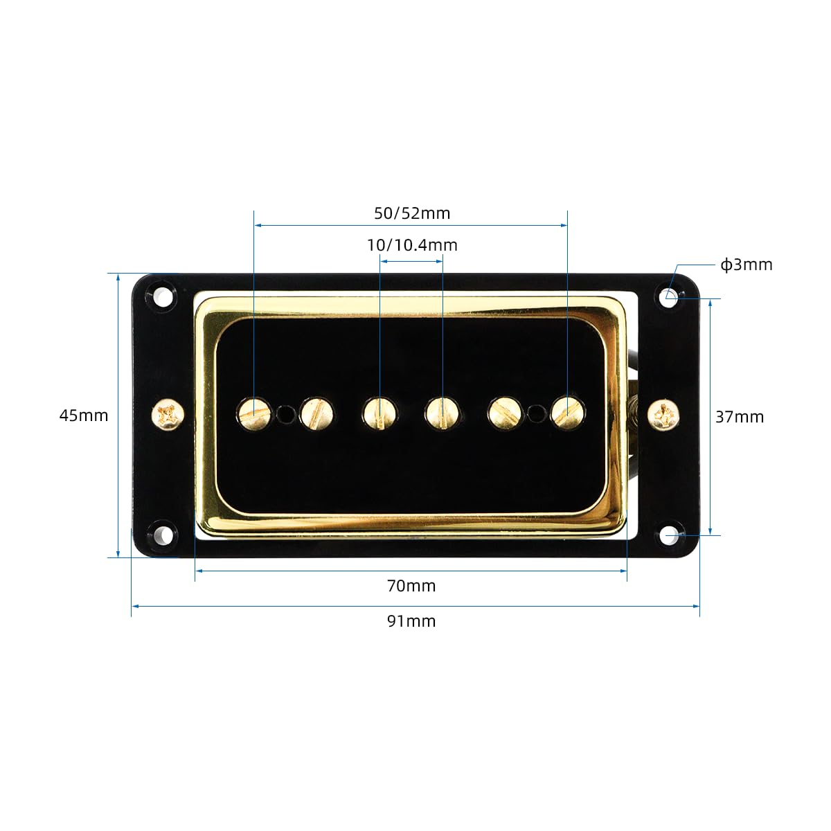 P90 Tonabnehmer Alnico 5 Single Coil Neck Bridge Pickup Set für E-Gitarre Teile Ersatz (schwarz + gold)