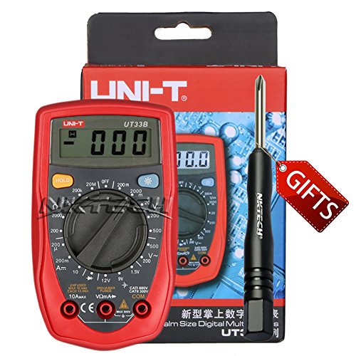 nktech TL-1u00a0destornillador UNI-T UT33B LCD retroiluminación multímetro digital LCD de rango manual voltaje AC/DC Corriente DC Resistencia 2000u00a0cuenta medidor de prueba de la batería
