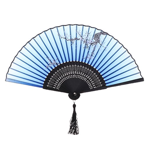Prugna Fiore Ventilatore a Mano Modello di Bambù