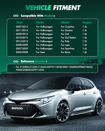 Image of SCITOO Starter Compatible for Seat Ibiza 02 /05-08 L4; for Volkswagen CrossFox 07-15 /Gol /Gol Sedan 09-13 /Lupo 08-09 /Saveiro 11-14 /SportVan 07-09 L4, Polo 2013 L4 Engine Starter Motor 31220