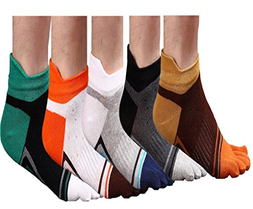 ACMEDE 5 Pairs Men's Breathable Cotton Toe Socks Sport Five Finger Socks