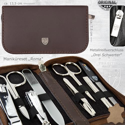 Kit manucure pédicure en cuir véritable 16 pièces fabriqué à Solingen de qualité supérieure - 5