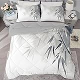 Bettdecke 135x200 BläTter Steppdecke 135x200 BambusbläTter 4 Jahreszeiten Bettdecken mit 2 Kissenbezug, Waschbar Microfaser Bettzeug, Warme Weiche Bettdecke ohne Bezug Q272