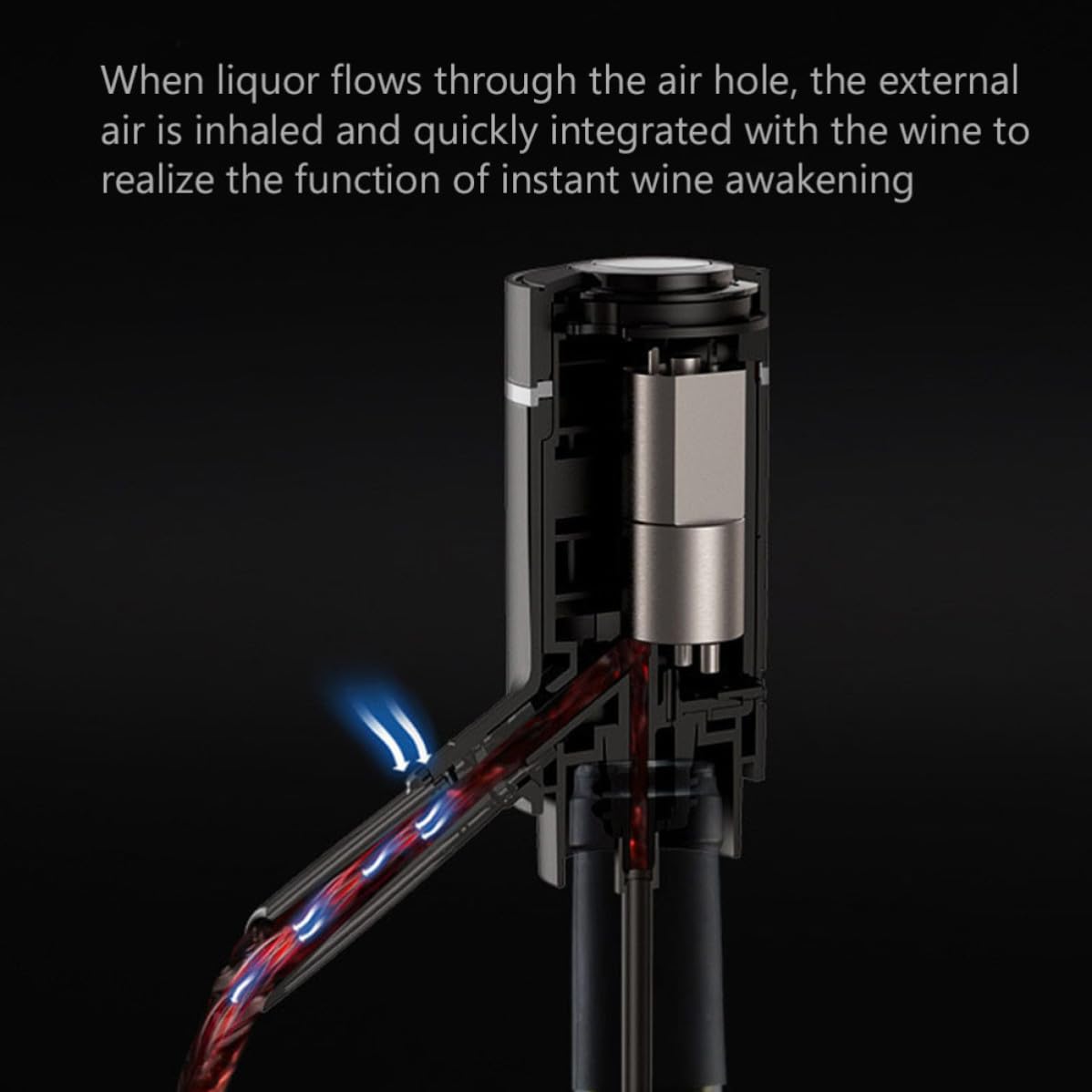 USHOBE Aérateur de Vin Électrique, Verseur Noir Une Touche, Abs