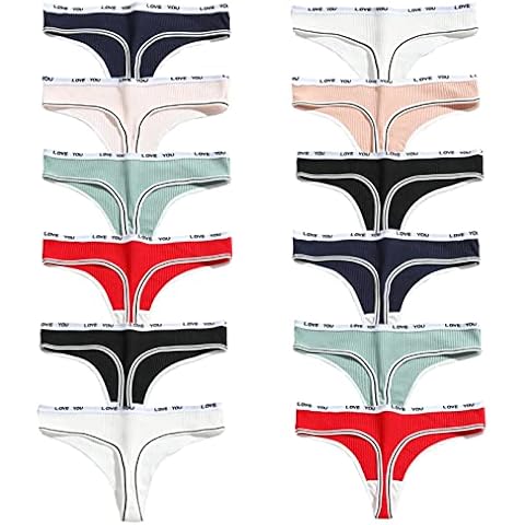 JackLoveBriefs Thongs for Women Underwear Ladies Cotton Thongs Pack of 12,Red M Cover