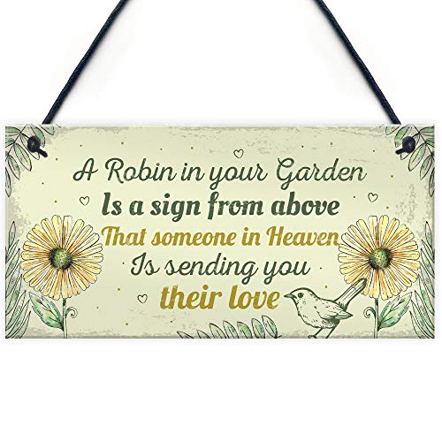 RED OCEAN Robin Memorial Garden Bereavement Sign Family Love Hanging Plaque Grave