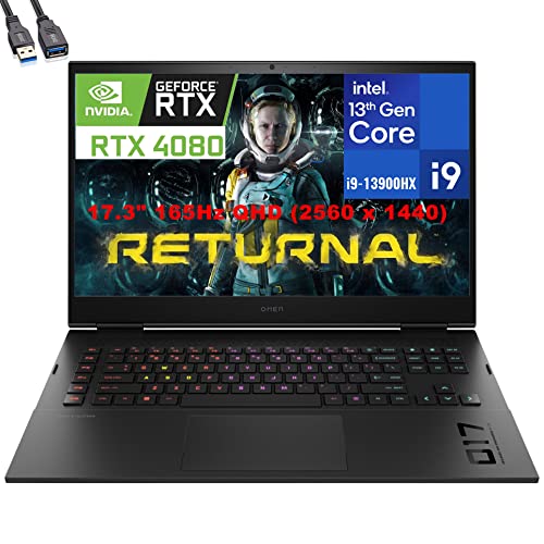 Hp 2023 Omen 17 Gaming Laptop, Full Power Geforce Rtx 4080 12Gb 175W, 17.3" 165Hz Qhd (2560X1440), 13Th Gen Intel 24-Core I9-13900Hx, 64Gb Ddr5 Ram, 2Tb Pcie Ssd, Wifi 6E, Bt 5.3, Rgb Kb, Windows 11 #TOP23