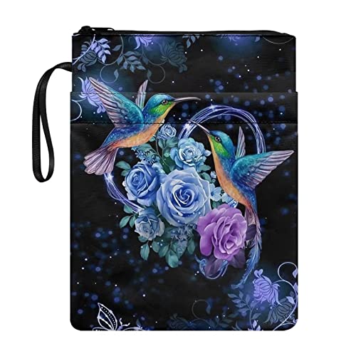 HELLHERO Hummingbird Book Cover for Soft Cover Books Hardcovers Book Sleeve with Zipper Paperback Book Pouch with Zipper for Book Lovers Teen Adults Student Classroom Readers