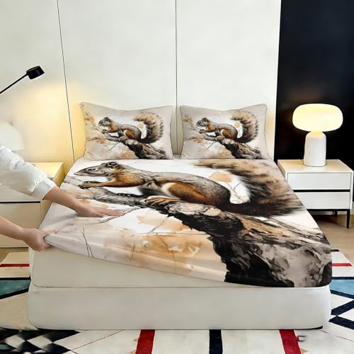 Drap-housse écureuil 3D 140x200 microfibre avec grands bonnets - 7