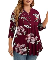 Z02 3/4 Sleeve New Burgundy Flower