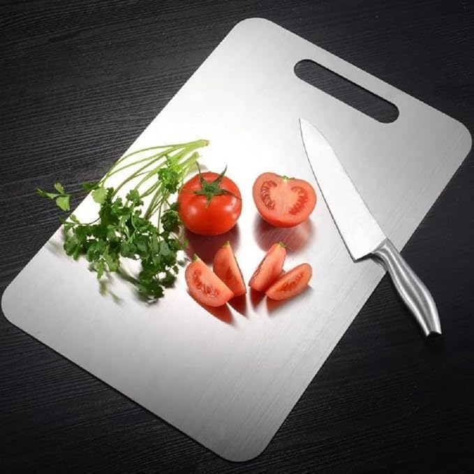 Image of Stainless Steel Cutting Board for Kitchen Large | Steel Chopping Board Heavy Duty | Vegetable Cutting Board | Hygienic, Rust-Proof & Durable Steel Chopper Board for Kitchen Use (41 * 31)