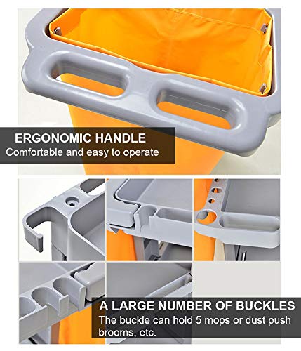 Carrito de limpieza con ruedas para oficina y limpieza industrial, carrito de servicio de lino de plástico duradero para hoteles y habitaciones