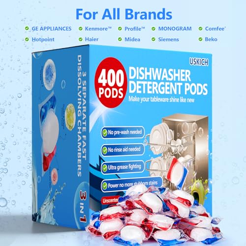 Image of 400 Count Dishwasher Pods, No Pre-Rinse Dishwasher Detergent Soap On Stain and Grease, Leaving a Virtually Spotless Shine,Dishwasher Detergent for Deep Cleaning