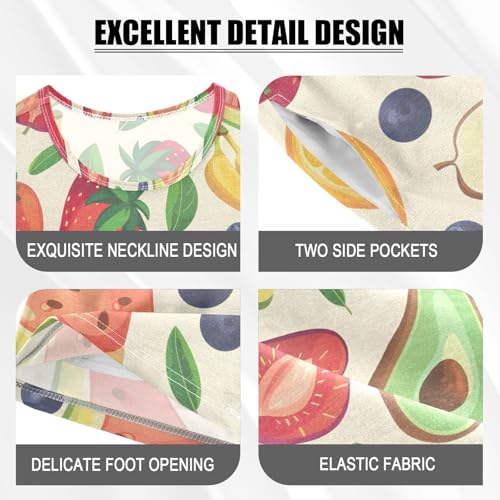 ALAZA Watermelon Strawberry Blueberry Pajamas Short Sleeve 2 Piece Sleepwear Top and Bottom Pajama Set Unisex4