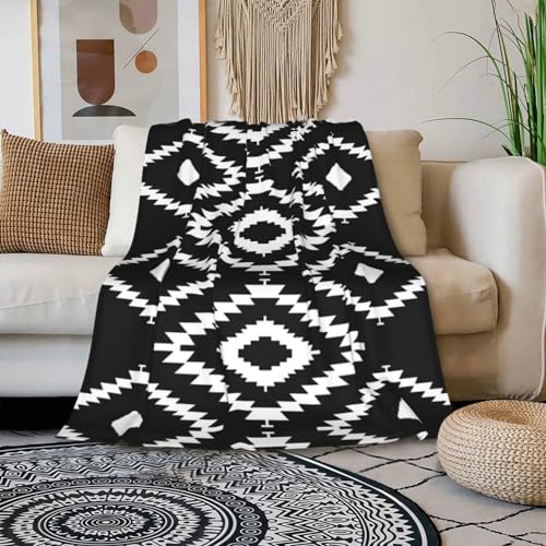 HGOD DESIGNS Black White Repeating Geometric Tiles with Dotted Rhombus Flannel Fleece Bed Blanket Throw Blanket Lightweight Cozy Plush Blanket for Bedroom Living Rooms Sofa Couch 130x150cm - Image 3