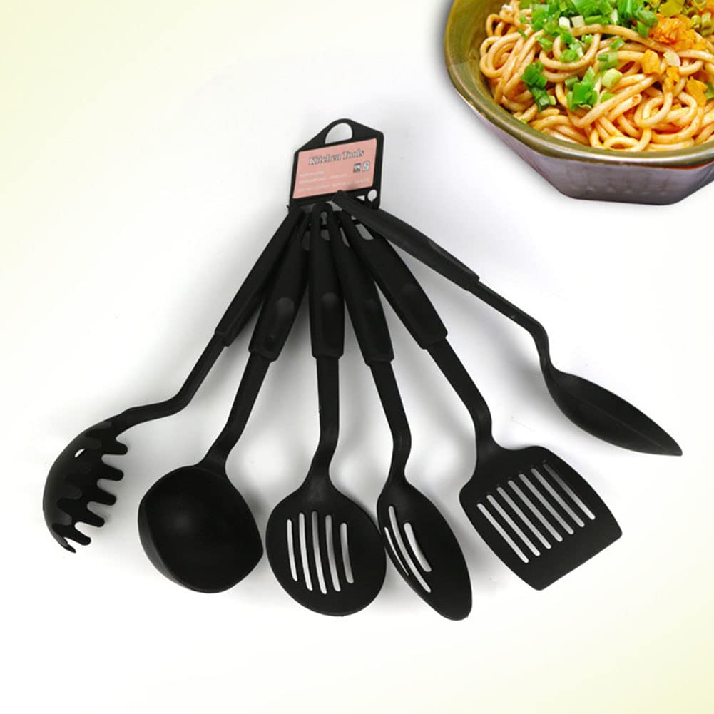 Pentole 6Pcs Set di Utensili da Cucina, Spatola a Manico Lungo Cucchiaio da Zuppa Pennello Mestolo Scolapasta for Pasta Gadget da Cucina Antiaderenti Set di Utensili da Cucina