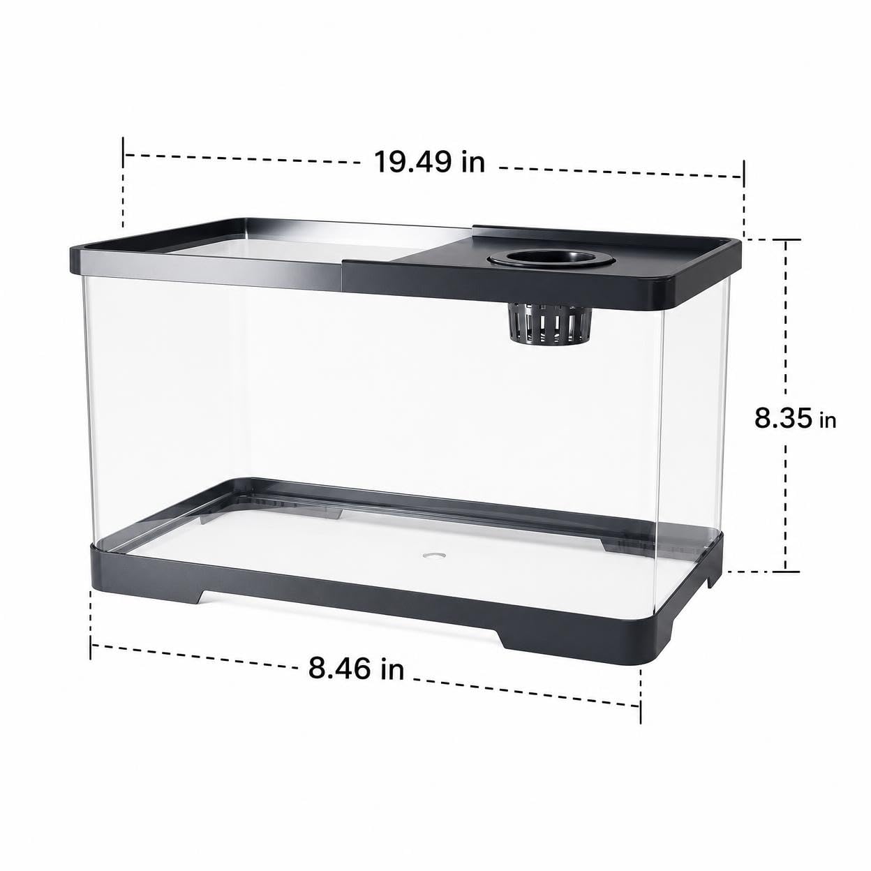 Garnelen Aquarium Komplettset für Anfänger, 49.5x21.5x21.2cm Glass Mini Süßwasser Aquarium, für Kinderzimmer & Wohnzimmer, 49.5x21.5x21.2cm
