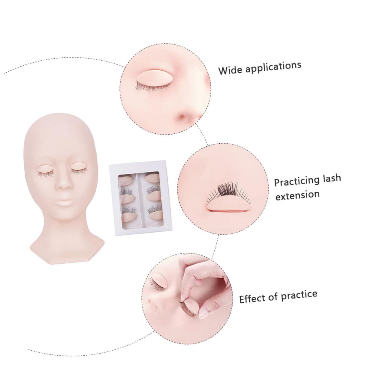 DOITOOL Modellkopf Für Wimpernverlängerung Trainingskopf Für Kosmetikübungen Ausstellungskopf in Rosa Wiederverwendbar Für Anfänger Und Profis
