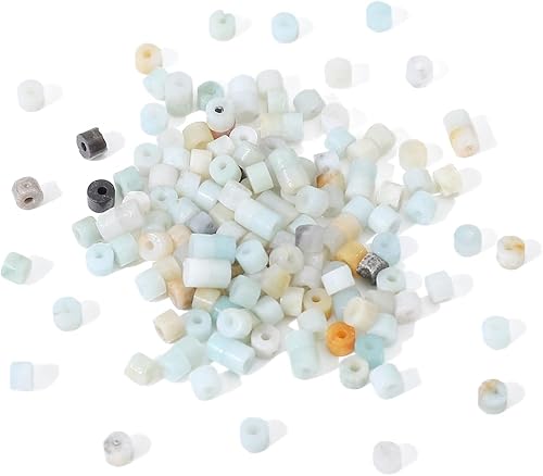 Miniatura 4 de Cuentas cilíndricas cortas de amazonita natural de 0.079 x 0.118 in, 155 piezas de tubos sueltos semipiedras preciosas para diseño de joyería