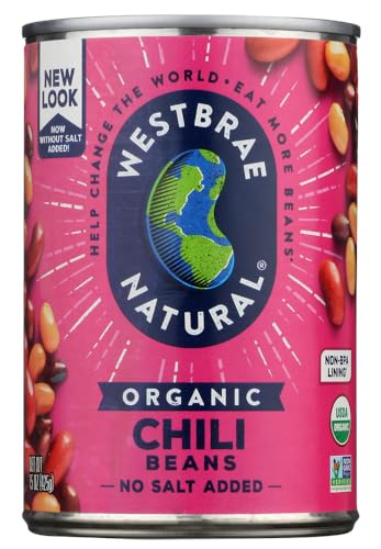 Westbrae Natural Organic Chili Beans, No Salt Added, 15 Oz (Pack of 12)