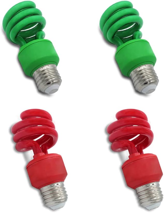 lumenivo 13W Spiral CFL Red and Green Fluorescent Bulb Colored Fluorescent Light Bulb for Christmas, Indoor and Outdoor Fixtures - E26 Medium Base - Decorative Lighting - 120V - 4 Pack