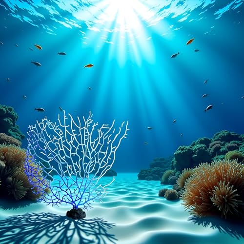 Image of GANPUB Blue Artificial Coral Branch Faux Aquariums Ornament Fish Tanks Landscape Sea Fan Decorations Artificial Coral Branch Aquarium Decor