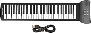 49鍵ロールアップピアノ、16音色6デモ曲4Dサラウンドサウンド、ヘッドホンタブレット接続対応、幼児用折りたたみ式ピアノ鍵盤(PM49)